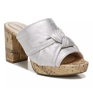 LifeStride Laguna Silver Knot Platform Cork Mule Sz 10W or 11W Wide BNWB